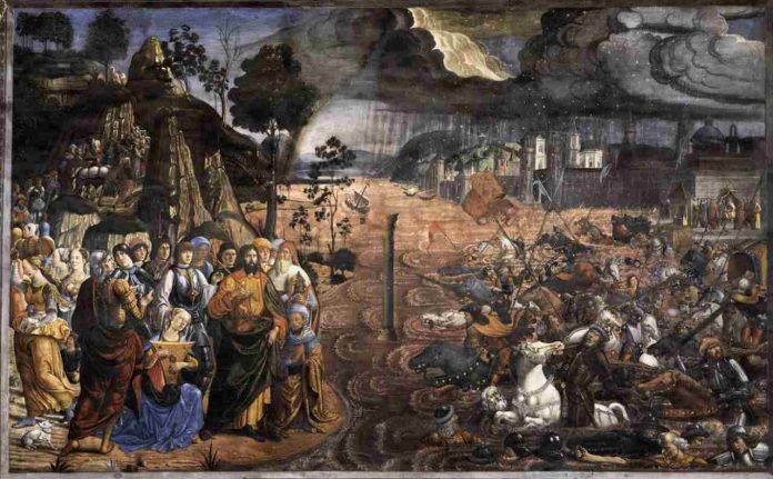 Domenico Ghirlandaio "Attraversamento del Mar Rosso" (1481-1482) - Cappella Sistina