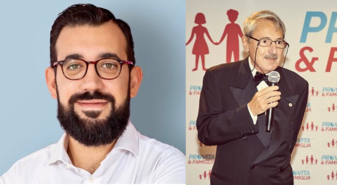 Jacopo Coghe e Toni Brandi, rispettivamente vicepresidente e presidente di Pro Vita & Famiglia